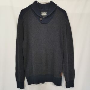 Roots V-Neck Collared Long Sleeve Sweater, Navy/Grey - Sz L Open To Offers